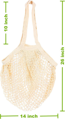 Bolsas De Malla 2 Unidades - Algodón 100%, Largas Asas, Beig