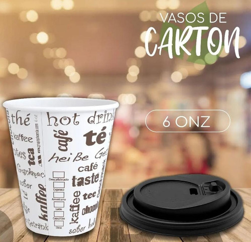 Vasos De Cartón Estampando Para Café 6 Onzas Con Tapas 