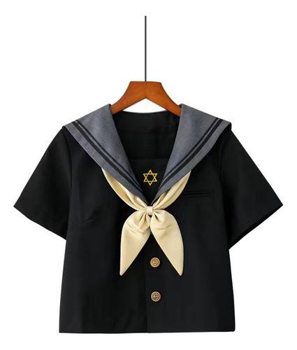 Camisa Negra+falda Gris Uniforme Disfraces De Marinero Alto