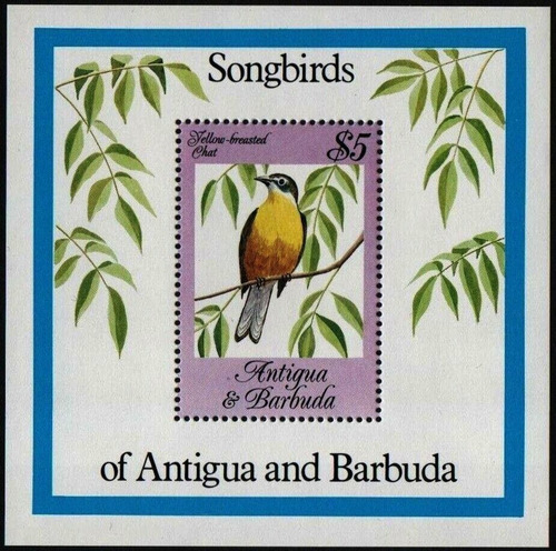 Fauna - Pájaro Cantor - Antigua 1984 - Block Mint