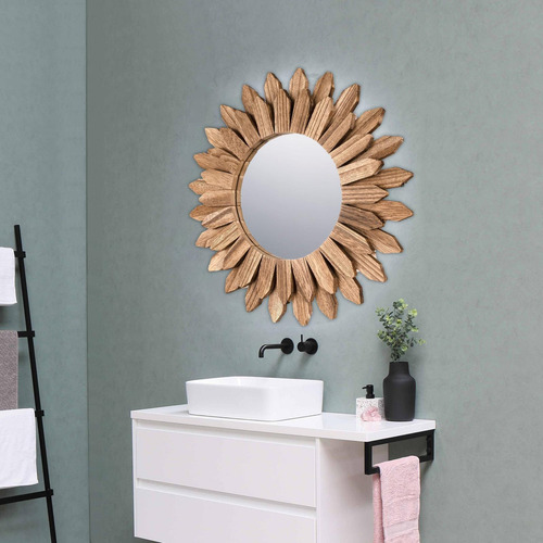 Espejo De Pared Redondo De Madera Para Maquillaje, Para