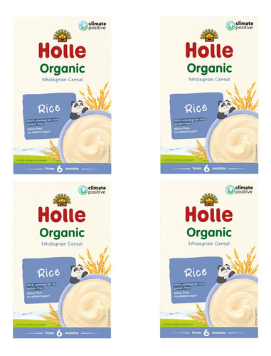 Cereal Para Bebé Orgánico Holle (4 Cajas De Arroz)