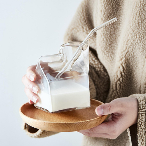 New,. Cartón De Leche De Vidrio Lindo Taza De Leche De