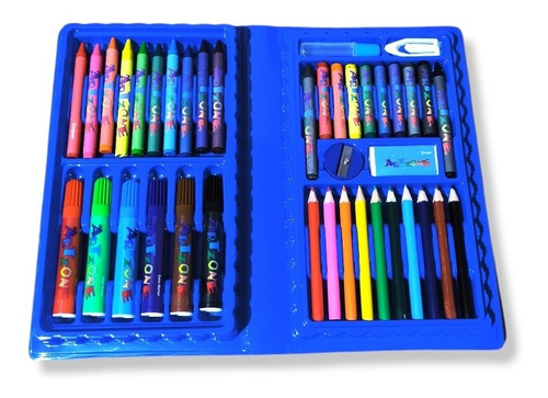 Imagem 6 de 6 de Estojo Escolar 2 Unidades De 48 Peças Cada Rosa E Azul