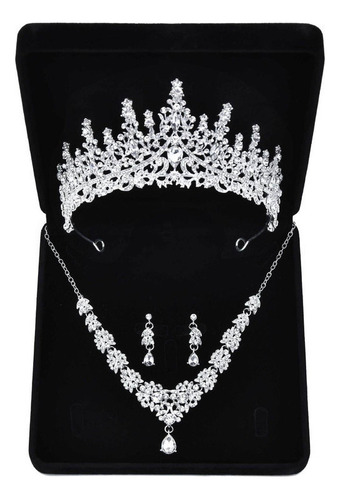 Gargantilla Con Forma De Tiara Y Pendientes De Cristal Con F