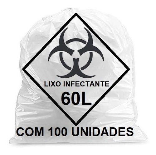 Imagem 1 de 3 de Saco De Lixo Infectante 60 Litros Branco