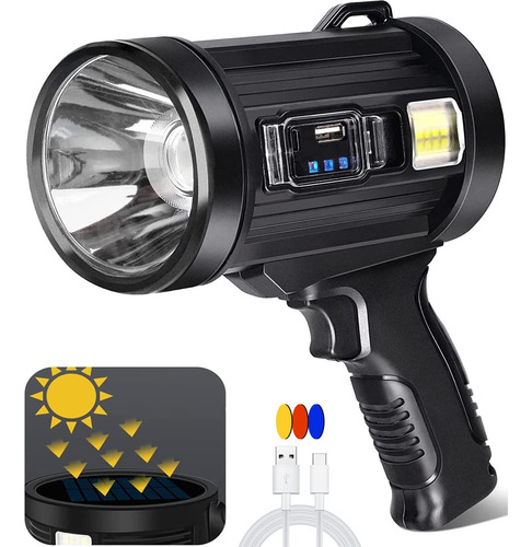 Linterna De Foco 90000 Lumenes Recargable Usb/energia Solar