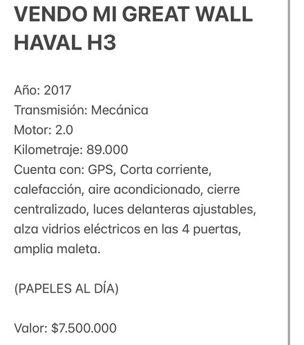GWM Haval H3 2.0 Le 4X2