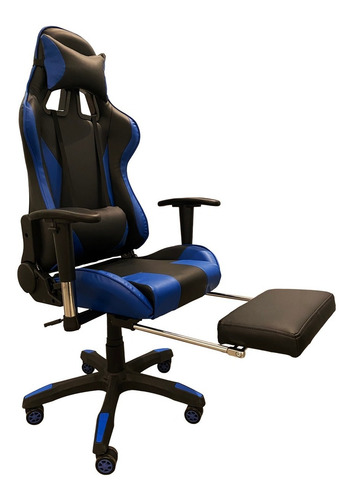 Silla Pc Gamer 06 Azul 2 Almohadones/apoyapies 6 Cuotas