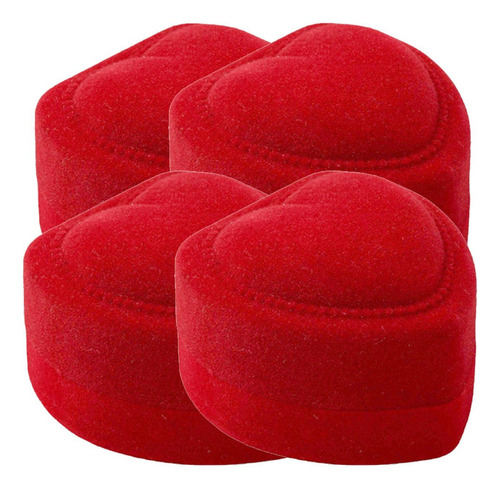 Caja De Anillos, Mxvht-004, 4pzas, 4.5x4.5cm, Corazón, Terci Color Rojo