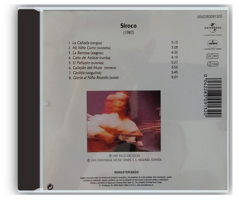 Paco De Lucia Cd Siroco Guitarra Flamenco Jazz España (Usado)