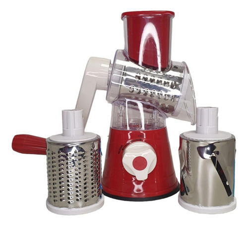 Rallador Multunción 3 Tambores De Acero Inoxidable Color Rojo