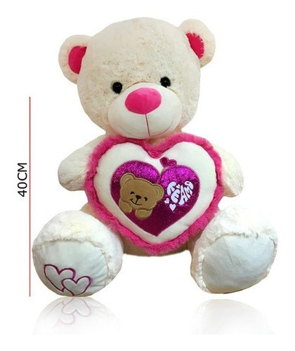 Oso Peluche Con Vivos Rosas Y Rojos 40cm Phi Phi Toys