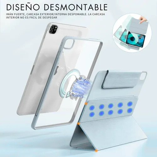 Mr. Gadgets Funda Case Transparente Smart Folio 2 En 1 Magnetico, Antifouling, Compatible Con iPad 7th/ 8th /9th 10.2 Pulgadas Porta Lapices, Soporte Plegable, Color Azul Cielo