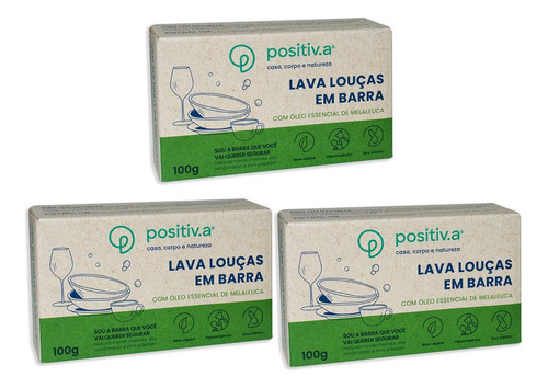 Lava Louças Em Barra Melaleuca 100g Positiv.a - Combo 3 Und.