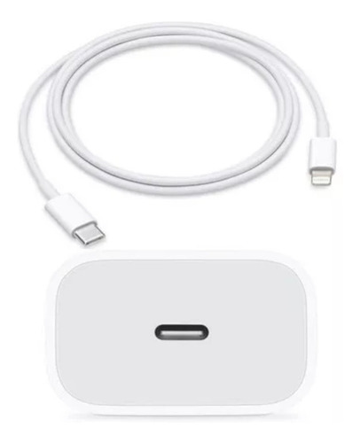 Cargador 20w + Cable Usb C Carga Rápida Para iPhone Blanco