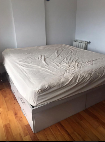 Cama Matrimonial Mucho Espacio! 190x160 8 Cajones 2 Bauleras Gris Claro (Usado)