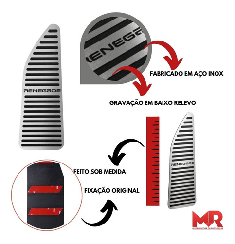 Kit Pedaleira Descanso Pé Inox Cromando Jeep Renegade Sport