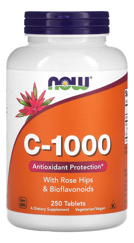 Vitamina C: 1000 mg de Now Foods, rosa mosqueta y bioflavonoides, 250 tabletas