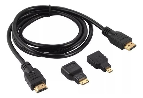 Cable Hdmi De 1.5 M Con Adaptadores Micro Y Mini Hdmi 3 En 1