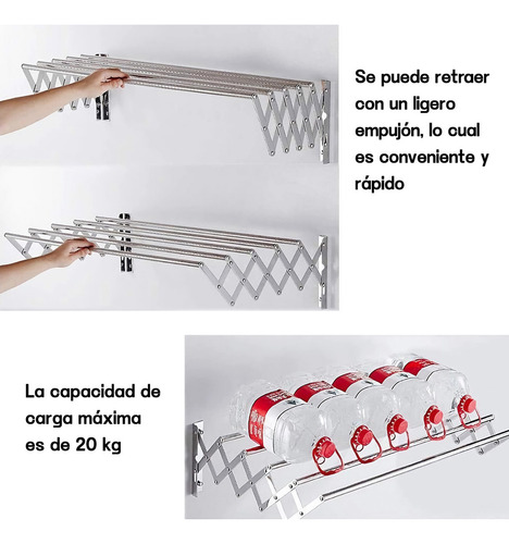 Tendedero De Pared Plegable En Inoxidable Retractil Facil Acero