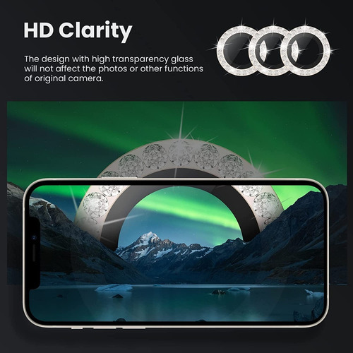 Vidrio Templado Camara Strass Para iPhone 13 Pro Max Mini