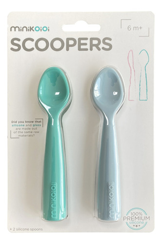 Set X2 Cucharas Silicona Premium Bebe Minikoioi Scoopers 6m+