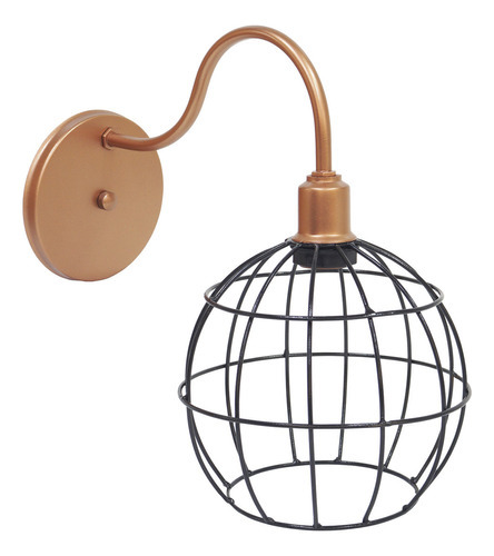 Arandela Aramada Globo Preto Retro Industrial Cobre Rose