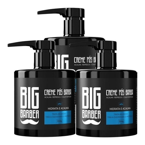 Kit 3x Creme Pós Barba Acalma Irritação 350g Big Barber