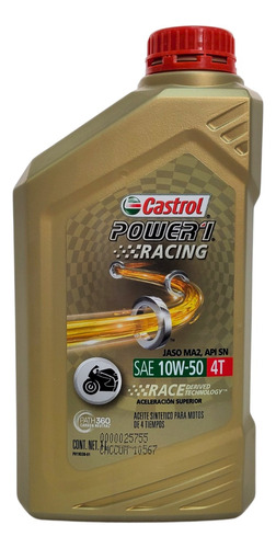 Aceite sintetico castrol power 1 racing 10w50 x 1lt tuamoto