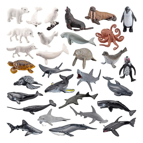 30 Piezas Figuras De Animales Del Océano Mini Juguetes