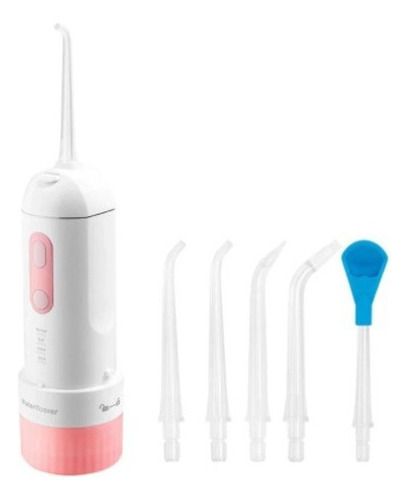 Irrigador Limpiador Oral Bucal Dental Braquets Profesional Color Blanco Con Rosa