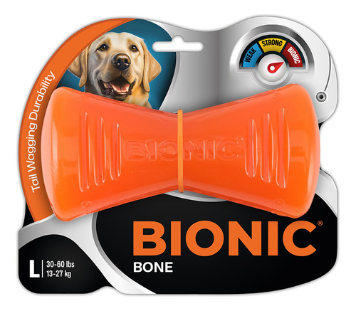 Juguete Hueso Bionic Large Estimulador Masticador Perro K9 Color Naranja