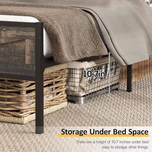 Base De Cama Matrimonial Halitaa Con Luz Led Roble Oscuro