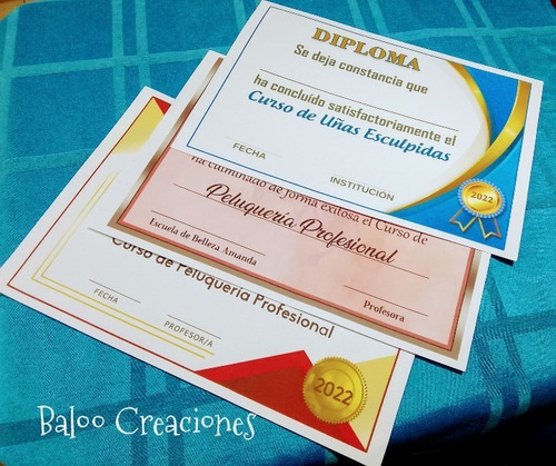 Imagen 2 de 5 de Diplomas Personalizados Diseño E Impresion A4