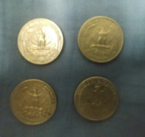 4 Monedas Estados Unidos 25 Centavos 1977 - 79 - 93 Buenas (Usado)