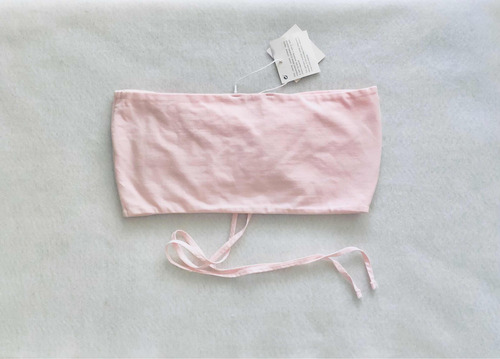Zara Original Crop Top Estilo Tubo Con Tiras Halter Rosa (Usado)