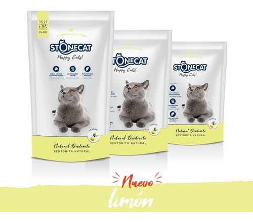 Imagen 3 de 3 de Piedras Stonecat Aglomerante Bolsa 8 Kg Limon X2 Bentonita