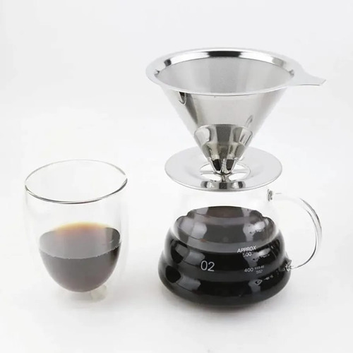 Filtro De Cafe Reutilizable 100% Acero Inoxidable Doble Capa