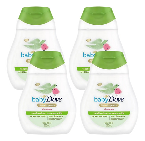 Shampoo Dove Baby Humectación Enriquecida Cabello Claro X 4u