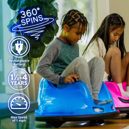 Bumper Car Flybar Blue Glow 6v Battery For Kids 1.5+ Years