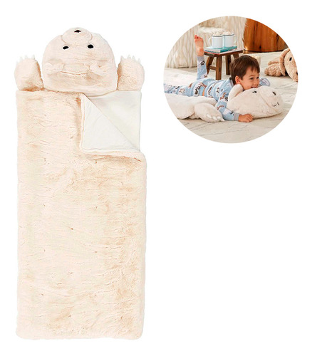 Bolsa Saco Dormir Sleeping Bag Peluche Afelpada Niños 170 Cm Color Oso