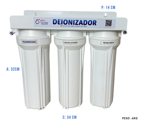 Filtro Deionizador 3 Estágios Para Aquários, Residência Etc