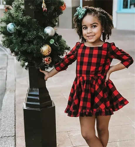 Vestido Xadrez Vermelho Infantil- Vestido Natal Bebê Vestido Xadrez Vermelho Infantil- Vestido Natal Bebê