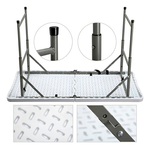 Mesa Plegable Tipo Portafolio Interior Exterior 120cm Calida Color Blanco