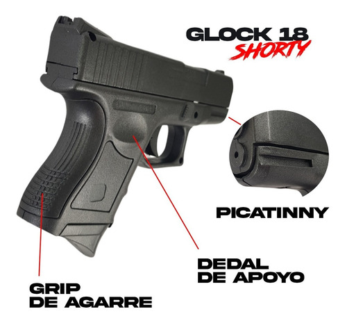 Imagen 2 de 10 de Pistola Airsoft Glock 43 Black 6 Mm Replica Resorte