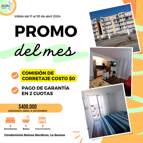 Arriendo Departamento Hasta Diciembre Sin Comision!! 