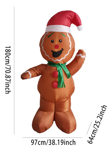 Hombre De Jengibre Inflable De Navidad De 6 Pies, Hombre De