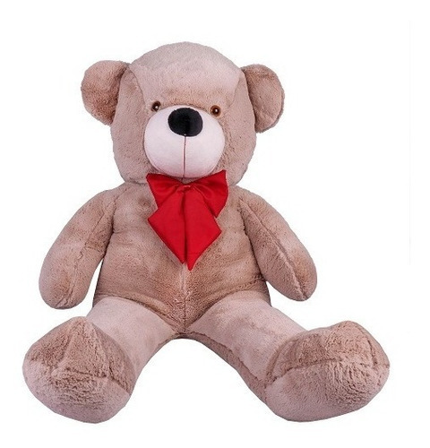 Urso De Pelúcia Gigante Teddy - Grande - Laço Personalizado Cor Urso Avelã Com Laço Vermelho