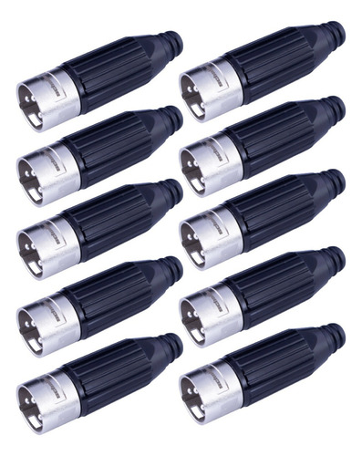 Schalter Conector 3 Pines Xlr Macho Alto Rendimiento 10 Pz